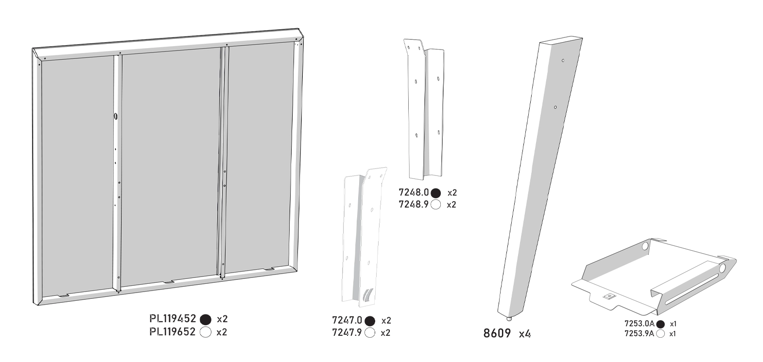 Plateaux, pieds, manchons, tiroir de la table de Ping Origin Medium