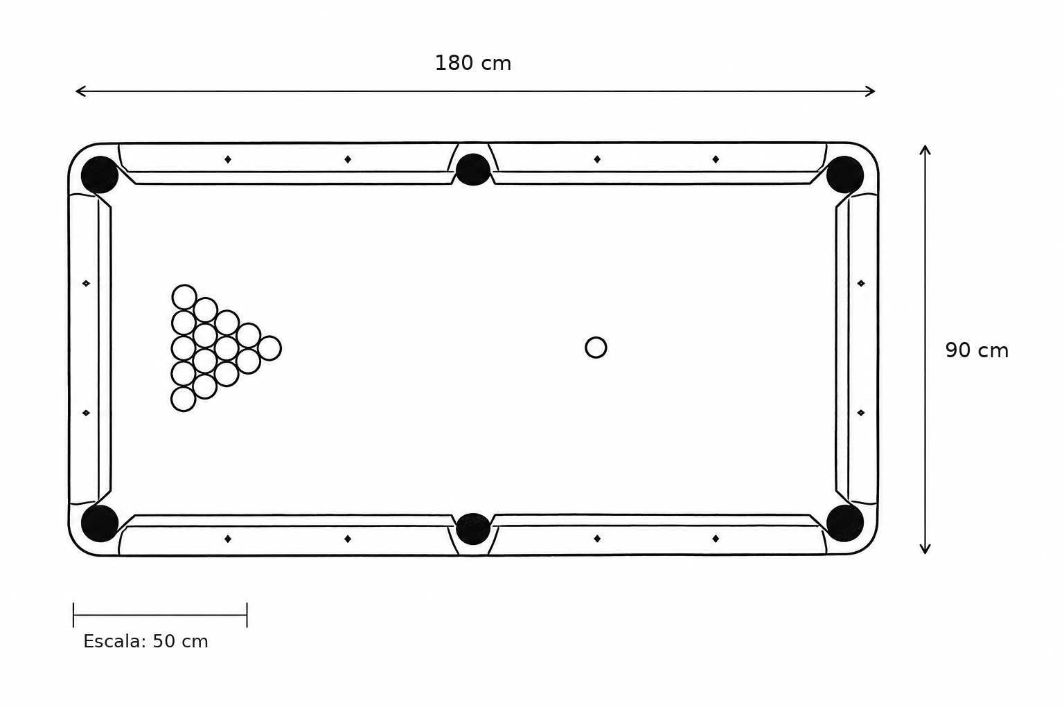 : Schéma d'une table de billard anglais (blackball)