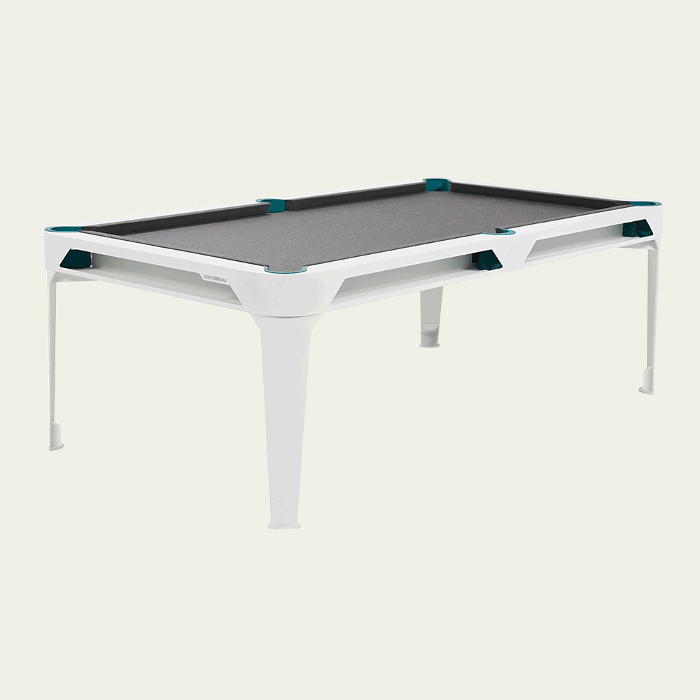 Nuancier de personnalisation du billard Hyphen Cornilleau avec les options de structure, tapis, poches et plateaux de conversion.